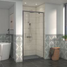 Nrg - 1000mm Bathroom Shower Enclosures Pivot Door Chrome Framed With 1000x700mm Smc Rectangle Shower Tray Anthracite