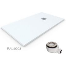 Decohor - Piatto Doccia In Resina Quarzo Estrapiano. Texture Ardesia Antiscivolo. Carica Minerale. Bianco Ral: 9003 80x130cm