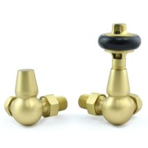 West - Faringdon Corner Thermostatic Radiator Valve And Lockshield - Brushed Brass