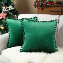 Jalleria - Set Of 2 Cushion Covers Bedroom Decoration Soft Square Velvet Solid Color Sofa Covers With Modern Balloons For Living Room, 40x40cm, 