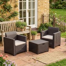 Bica - Lounge-set Für Den Außenbereich Neptune, Gartenset Mit Kissen, Lounge-set Für Den Innenbereich In Rattan-optik, 100 % Made In Italy, Braun