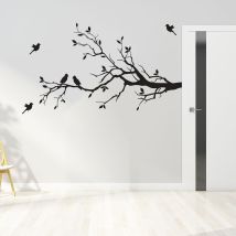 Leisei - Ein Satz Wandaufkleber, Baumzweig, Blätter, Vögel, Wandaufkleber, Abnehmbare Dekoration Für Zuhause, Raumdekoration, Schwarz