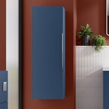 Regis - Hudson Reed Fluted Satin Blue 400mm X 1200mm Wall Hung Storage Unit - Flu362