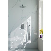 Fugaflow Eccelente Acces Ensemble De Douche De Tête Encastré - Thermostatique - Bras Mural - Pomme De Douche 25cm - Douchette À Main Sur Barre -