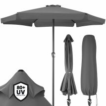 Kingsleeve - Sombrilla De Jardín Ø 330cm Protección Uv 80+ Repelente Al Agua Fácil Manejo Balcón Terraza Jardín Parasol Grande Gris Oscuro