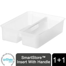 Smartstore – Large Insert with Two Compartments and Handle – 38 x 29 x 10 cm – Transparent Polypropylene
