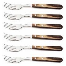 Tramontina – Set of 6 Gaucho Forks – Wooden Handles – Stainless Steel – Dishwasher Safe – Made in Brazil