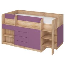 Letto A Soppalco Con Scrivania Neo Left Bianco Artigianale/oro