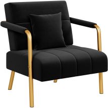 Yaheetech Divano Imbottito Con Braccioli Divano Singolo Da Salotto 75,5 × 72,5 × 76 Cm Sofa Piccolo In Velluto Con 2 Cuscini Gambe In Metallo Per 