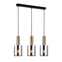 Sardo - Lámpara Colgante Moderna De Latón Con 3 Luces Y Pantalla Ahumada, E27 - Italux