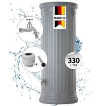 Garantia - Säulentank Komplett-set 330 Liter Steingrau Inkl. Chrom-auslaufhahn Und Fallrohranschluss