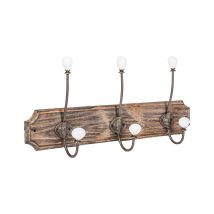 Biscottini - Wandgarderobe, Kleiderhaken Aus Holz Und Eisen, Haken Für Jacken Und Mäntel L50xpr10xh21 Cm