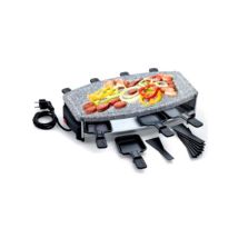 Raclette Ovalada – 1000W – Para 8 personas – 8 sartenes antiadherentes – Piedra natural 41x21cm