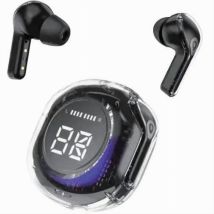 Trade Shop - Bluetooth 5.3 Auriculares Transparent Ultrapods Pro Con Caja De Carga Led - Negro