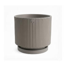 Vaso Moderno Di Design Ø40 H36 In Polimero Tortora Resistente Per Interno Ed Esterno - Made In Italy - Monacis