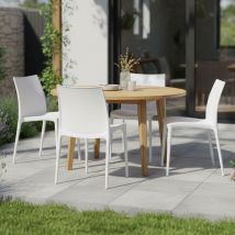 Silla De Exterior Grover, 4 Sillas, Apilable Made In Italy, Soporta 120 Kg, Blanco