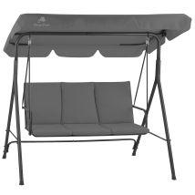 Hinhocker Dondolo da Giardino 3 Posti con Tetto Parasole Grigio – Portata Fino a 250 kg – Dimensioni 176x111x152 cm