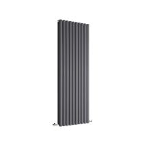 Greenedhouse - Double Tall Vertical Oval Panel Radiator Anthracite 1800mm High 590mm Wide