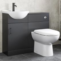 Alpine - Black Bathroom Furniture Vanity Unit With Basin 950mm Toilet Unit Combination