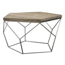 Parumm - Couchtisch Pärumm Gype 80x80x40 Cm Aus Recyceltem Ulmenholz Und Eisen