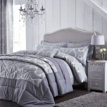 Bianca - Catherine Lansfield Damascato Jacquard Copripiumino Matrimoniale King – Argento