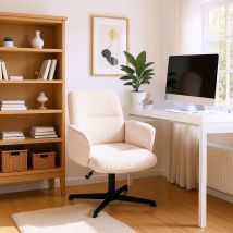 Meubles Cosy Ergonomischer Bürostuhl Aus Beigefarbenem Cord, Höhenverstellbar, 360° Drehbar.
