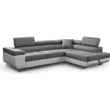 Ecksofa Aller, Hellgrau Und Weiß Eco, Eckcouch Mit Bettkasten Und Schlaffunktion, L-form Couch, Schlafsofa, Ottoman Rechte.