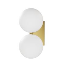 Applique Murale Obi Laiton Satiné Avec Double Verre Opalin, Ip44 Salle De Bain, 2x G9 (ampoules Non Incluses)
