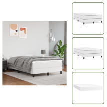Cama De Muelles Ensacados - Vidaxl Cama Box Spring Con Colchón Cuero Sintético Blanco 120x200 Cm - Protector De Colchón