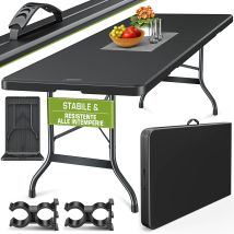 Tillvex Tavolo Da Giardino Pieghevole 220 X 70 Cm In Plastica, Con Maniglia Per Il Trasporto, Per Giardino, Terrazza E Balcone, Tavolo Da Campeggio 