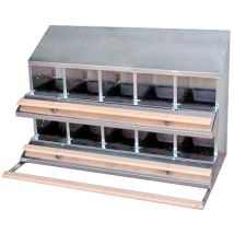 Nido per ovaiole con raccolta posteriore – 135x82x89 cm – Capacità 5 galline per foro – CONTROFRATELLI