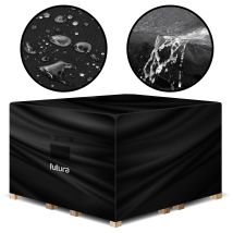 Futura Garden Furniture Covers Waterproof 200x160x70cm Extra Heavy Duty Pvc Lined Air Vents Uv Protection Rip Resistant - Black