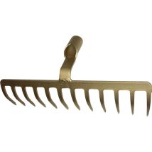 Straßenrechen – 16 Zinken – gold lackiert – Zinkenlänge 100 mm – Breite 520 mm – Länge 530 mm – Gewicht 1,2 kg