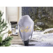 Wintervlieshaube HELLO WINTER 1,4 x 2 m – Schutz vor Kälte, Wind, Schnee – UV-stabilisiert – wiederverwendbar – grau mit Goldaufdruck