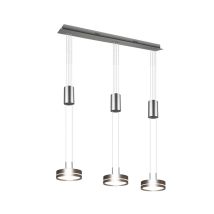 Franklin Barra 3 Sospensioni Led 27w 3150lm, 3000k Regolabile In Altezza Con Bilancieri Acciaio Satinato Dimmerabile Con Interruttore L. 85cm
