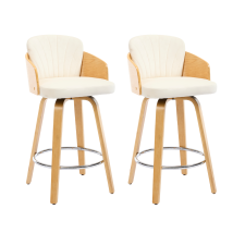 Bar Stools 2pcs In Velvet Upholstered Swivel Kitchen Counter Chairs With Footrest For Home Pub Restaurant, Beige, Chairus