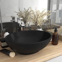 Maison Chic - Luxuriöses Ovales Waschbecken Aufsatzwaschtisch Waschschale Für Badezimmer Matt Schwarz 40x33 Cm Keramik De86921