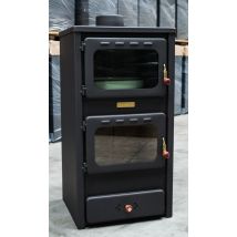 Stufa A Legna Con Forno 8 Kw - Fornello Acciaio, Ideale Per Cucinare - Black