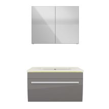 Acquavapore - Badmöbel Set Gently 3 V1 Weiß/grau Mdf Waschtisch 70cm Ja Mit 1x 5w Led / 1x Energiebox