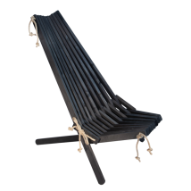 Chaise Pliante Écologique En Bois D'Aulne Huilé Noir – Résistante À L'Humidité Et À La Chaleur – Montage 100% Bois Et Corde – Confort Ergonomique – 