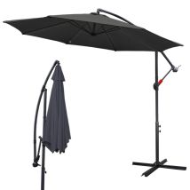 Swanew 360° Drehbare Ampelschirm Ø350cm Sonnenschirm Mit Kurbelschirm Uv40+ Gartenschirm Marktschirm Grau
