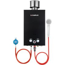 Chauffe-eau À Gaz Propane/butane 10l, Chauffe-eau À Gaz Instantanés 20kw Avec Housse De Pluie - Bw264bc-de - 50mbar - Noir - Camplux