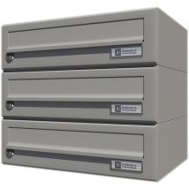 Ju - Hausbrieffachanlage 3-teilig, 375 X 330 X 280 Mm, Stahl Grau Ral 9007