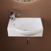 Vasque Lave Main Deervalley 305×240 Mm, Vasque Rectangulaire En Céramique Blanche, Cuve À Droite Avec Trou De Robinet À Gauche, Idéal Pour Les Petites