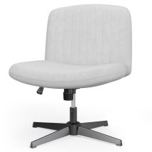 Rattantree - Ergonomic Cross Legged Office Chair Armless Wide Desk Chair With Mid Back Support Grey