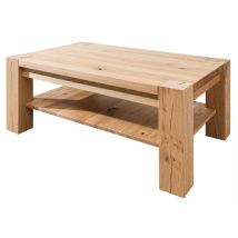 Tavolino Da Salotto In Legno Di Quercia Selvatica 110x70x45 Oliato Beige Kent 215