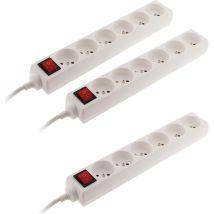 Lot De 3 Blocs Multiprise 6 Prises 16a 2p+t Interrupteur - Blanc -