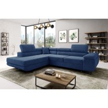 Romano - Aston Jumbo Cord Left Hand Facing Corner Sofa Bed With Storage And Lift Mechanism - Blue