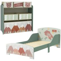 Zonekiz Cute Animal Design Kids Bedroom Furniture Set For Ages 3-6 Years, Green