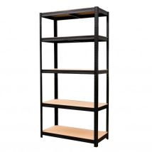 Schwarzes Regal Mit 5 Regalböden Aus Metall Und Mdf, 90x40x180